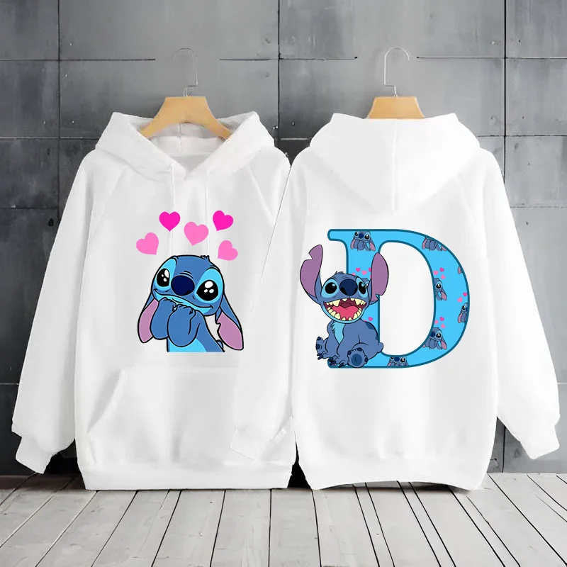 Kawaii Stitch Disney Hoodie Y2k Clothes 26 English Letters Woman Clothes Long Sleeve Stitch Women\'s Y2k Hoodie Clothes Hoodies