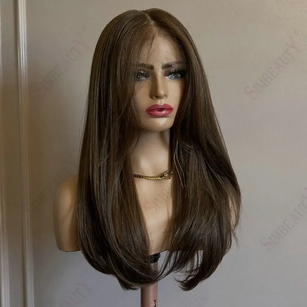 

Длинный прямой парик из натуральных волос темно-коричневого цвета с прозрачной кружевной основой 360Lace Frontal, легко устанавливаемый, без клея, полностью кружевной парик 13x6 Lace Wig