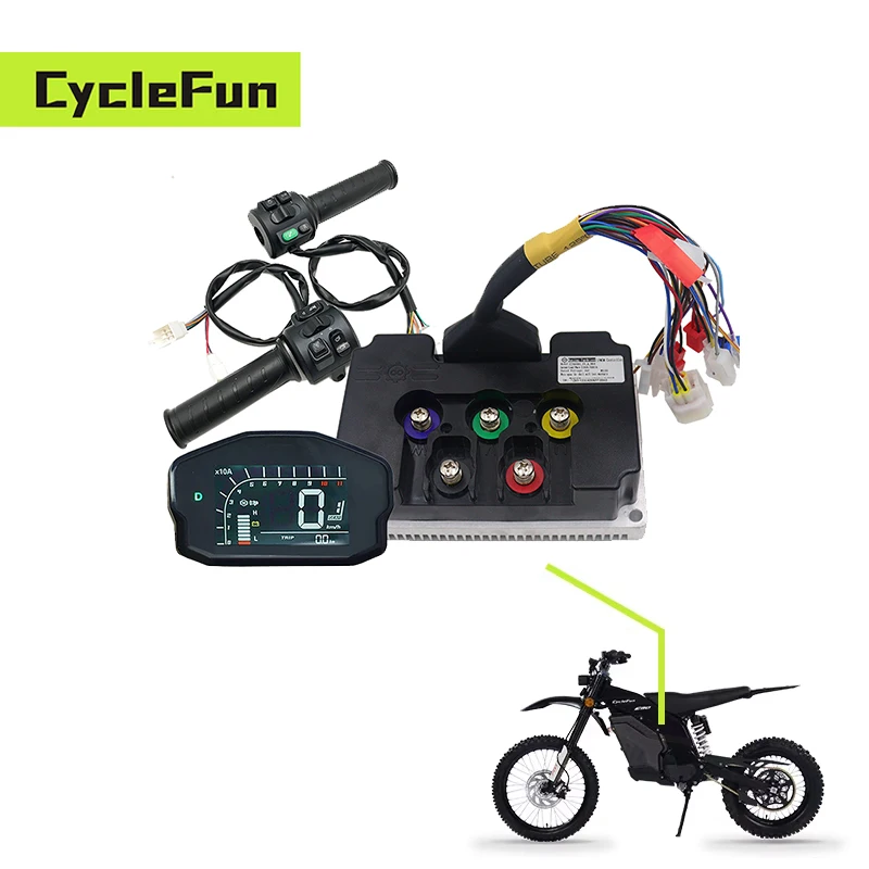 48V-72V FarDriver 18 FET ND72340 DC 120A Controller With DKD Display And T08 Throttle For 2KW-3KW Electric Dirt Bike Scooter