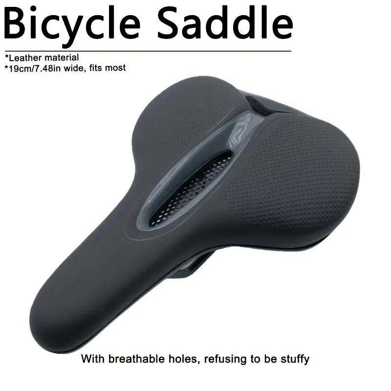 

1PC Bicycle Saddle Leather Material Mountain Bike Comfortable Shock Absorption Breathable and Non-stuffy