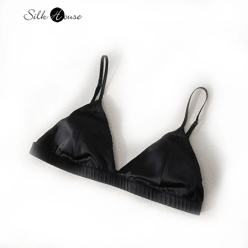 

Women's Fashion and Sexy New Style Detachable Breathable Natural Mulberry Silk Underwear Set Sexy French Triangle Cup Underwear