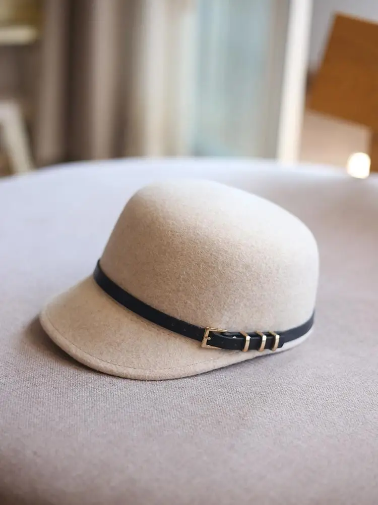 

Осенне-зимняя шерстяная конная шапка, женская шерстяная фетровая шапка, пояс, цилиндр, британская модная кепка, путешествия, небольшое лицо