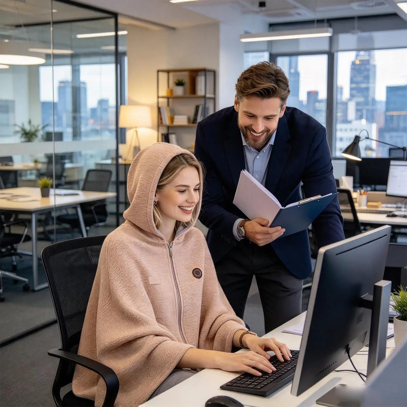 Heated Shawl Blanket With Hood Wearable Poncho With 3 Heating Levels Wearable USB Hooded Shawl For Winter Home Office Travel
