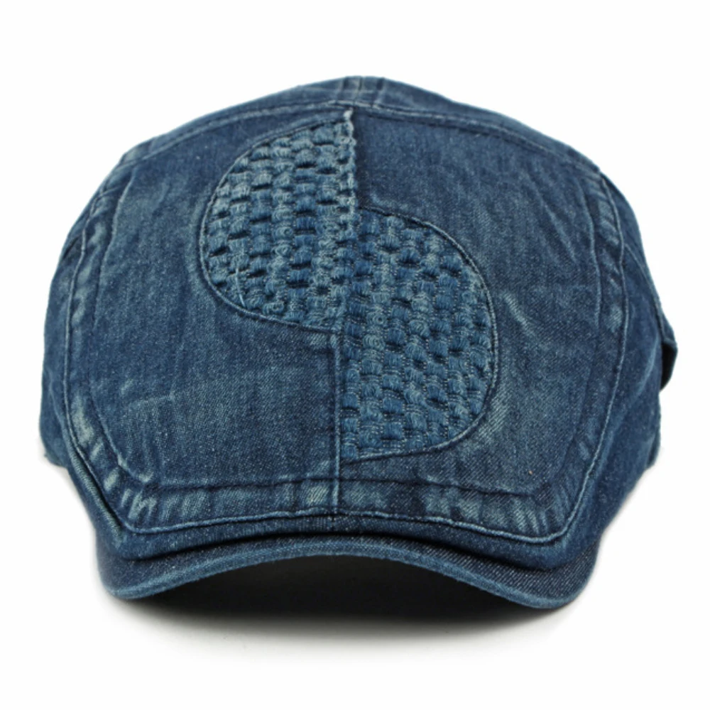 

HT4863 Mens Berets Four Seasons Denim Hat Women Cotton Ivy Flat Cap Male Female Artist Painter Beret Hat Adjustable Beret Caps