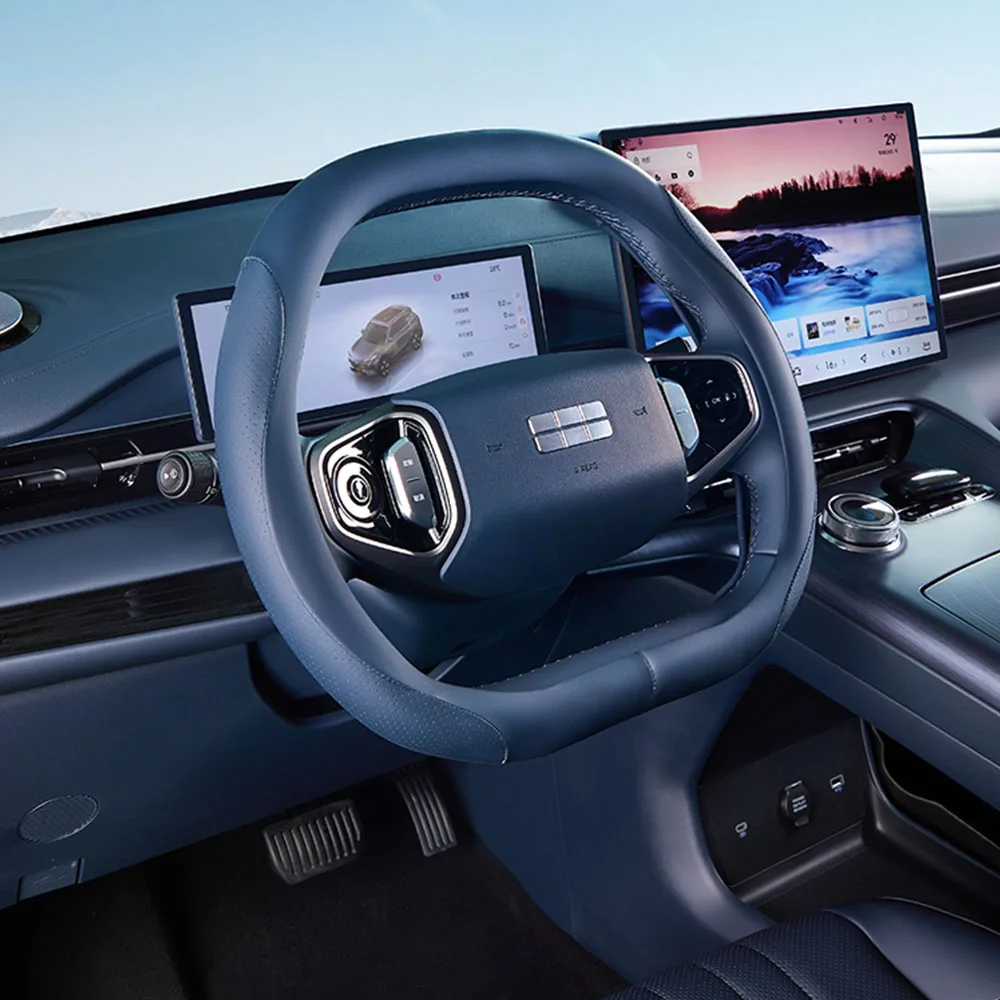 

Для Geely EX5 Galaxy E5 2024 2025 2026 оригинальный цветной чехол на руль автомобиля, противоскользящий дышащий кожаный чехол