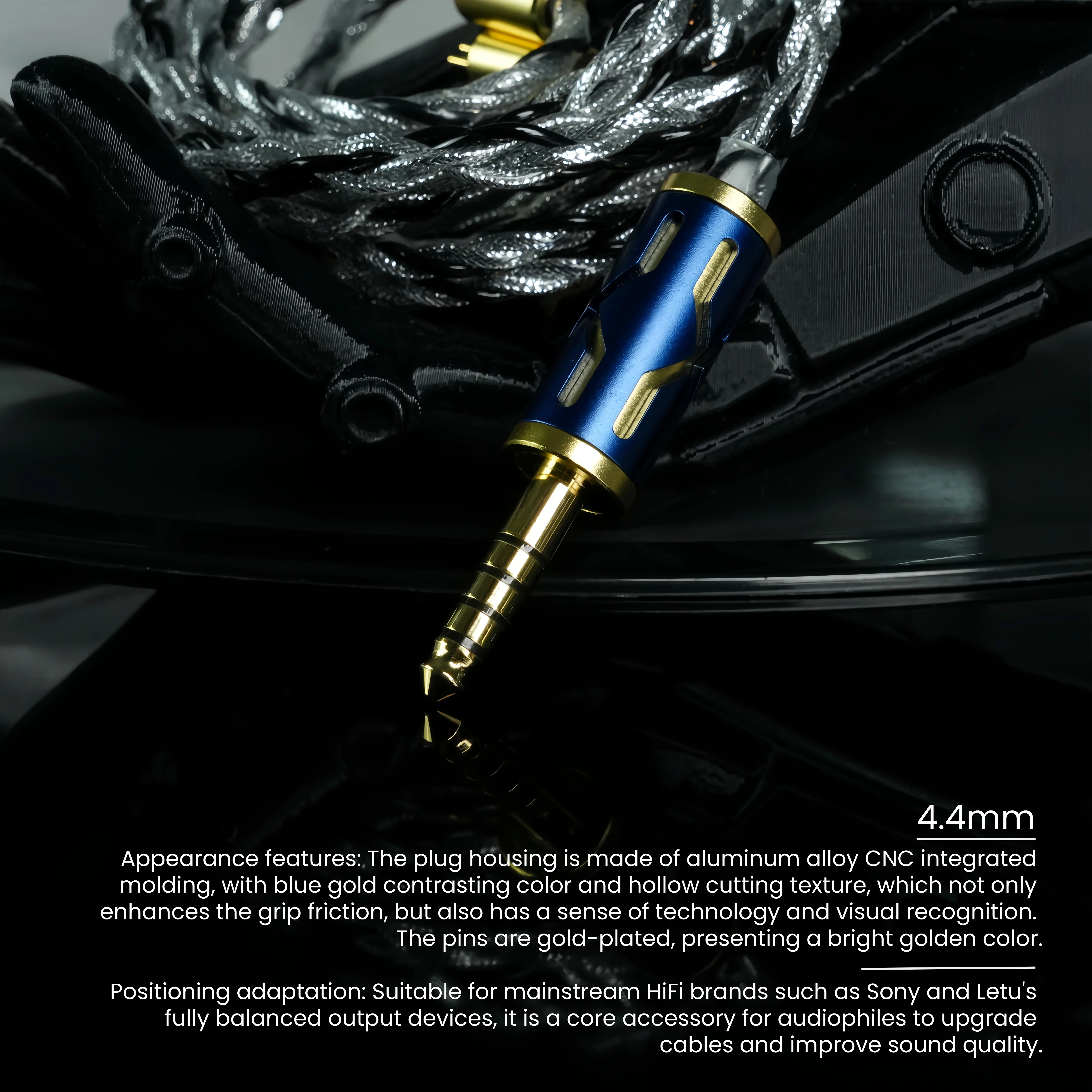 ZiSin-303 IEM-Kabel Kopfhörer-Upgrade-Kabel 6,35/4,4/3,5/2,5 mm MMCX 0,78 für Bravery F1 AKG MK4 IEM – Detail 2