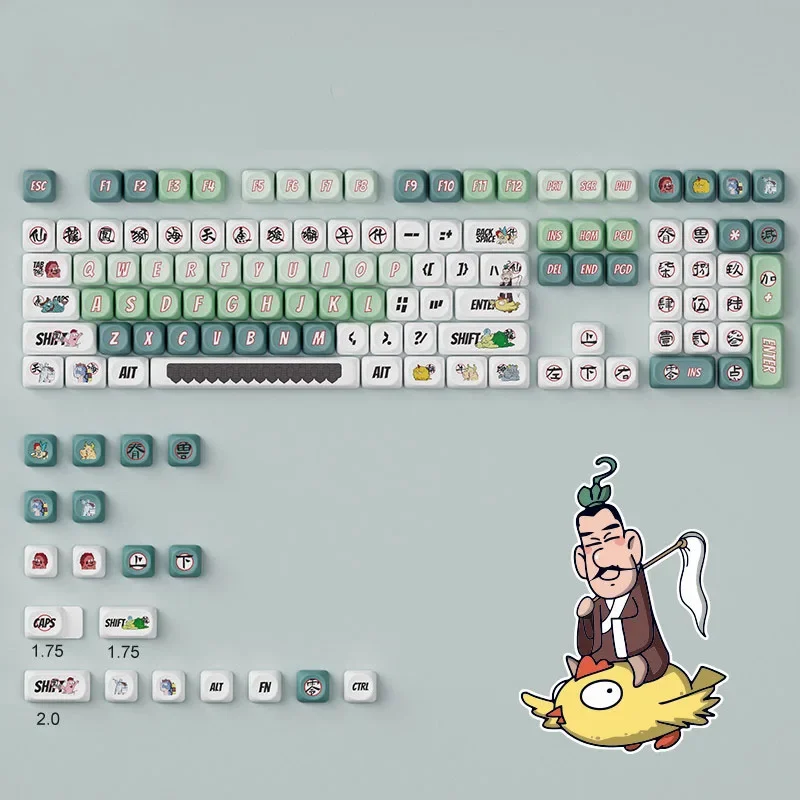 Tampão De Teclado Mecânico, Perfil De Figuras De Telhado, OQO PBT, Dye-Sub, 127 Teclas Para Interruptor Cherry MX, Layout DIY