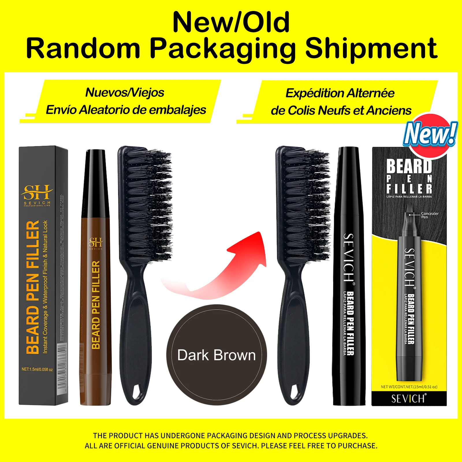 Beard Filling Pen Kit Four Prong Beard Filler Pencil With Beard Brush Waterproof Male Moustache Repair Shaping Coloring Pen