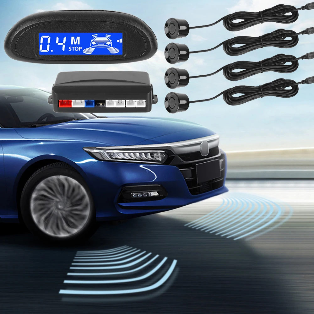 

Реверсивный резервный радар, система обнаружения парковки автомобиля, комплект датчиков парковки, звуковой индикатор оповещения, 4 датчика, умный зуммер, ЖК-дисплей