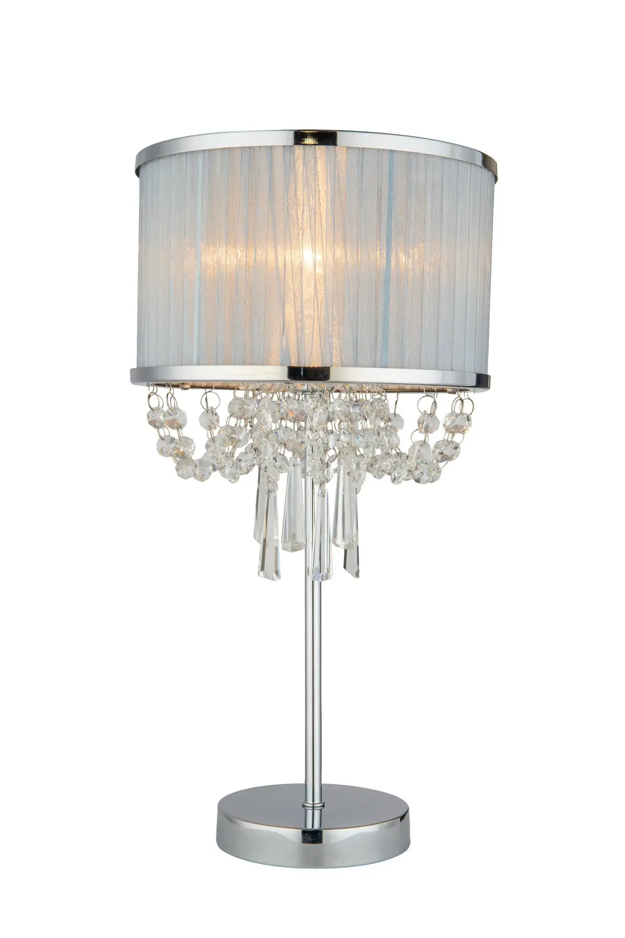 

Silver style crystal desk lamp modern light luxury dining bedroom bedside button