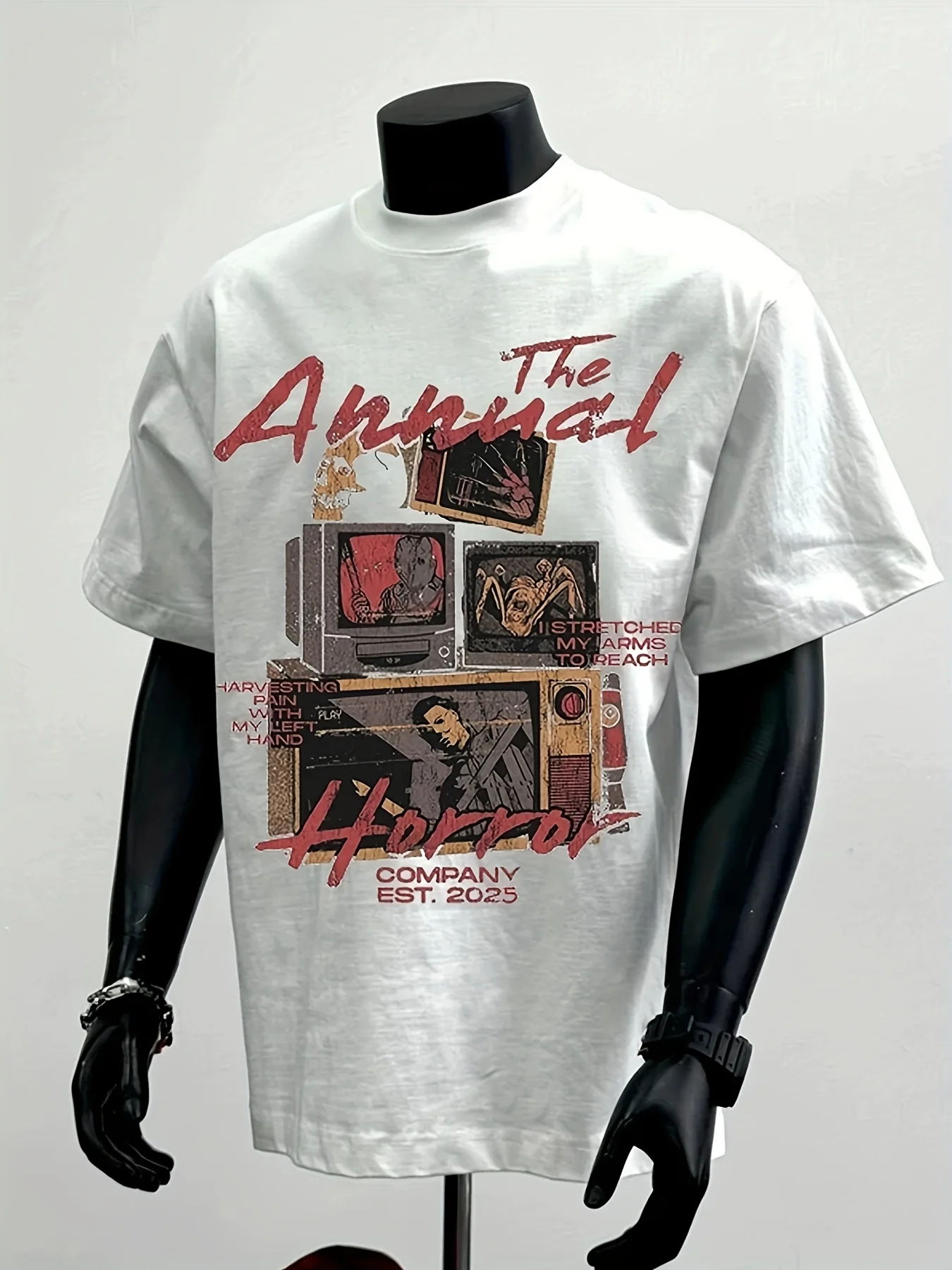 The Annual Horror Retro TV Collage Graphic Tee For Men Made Of 100% Cotton Perfect For Summer Streetwear Style