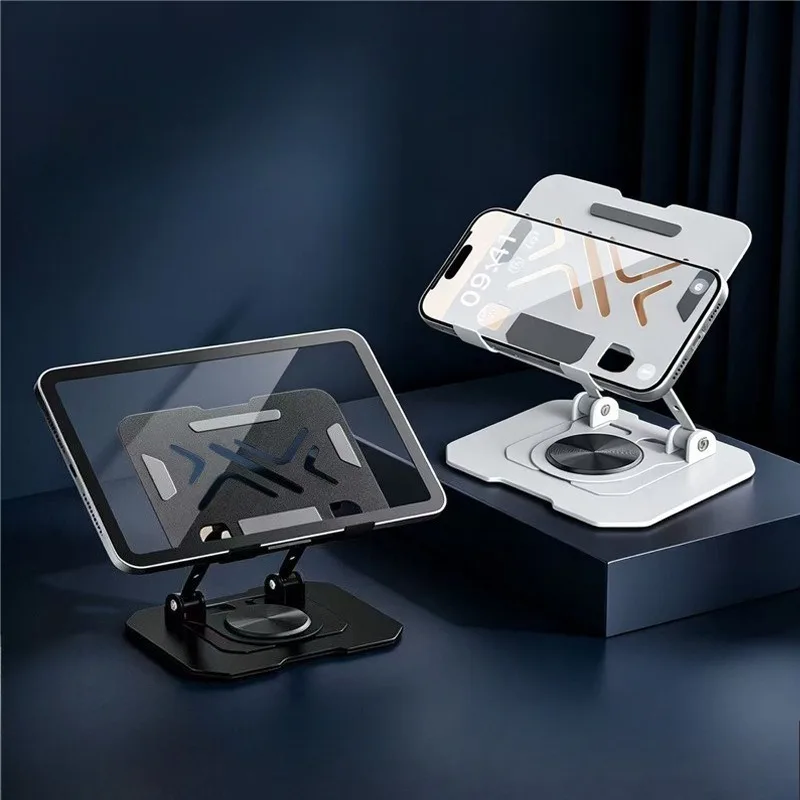 Desktop Rotating Laptop Stand Foldable Tablet Riser Holder Portable Universal Tablet PC Stand for Binge Watching Video 360° Desk