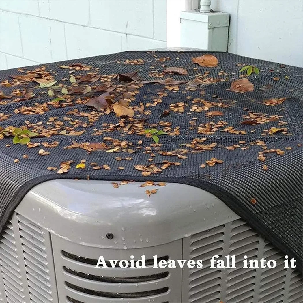 Air Conditioner Covers for Outside Units Central Ac Cover Leaf Guard Heavy Duty Mesh AC Defender for Outdoor Square Units, All Season Black ( 66cm×66cm)