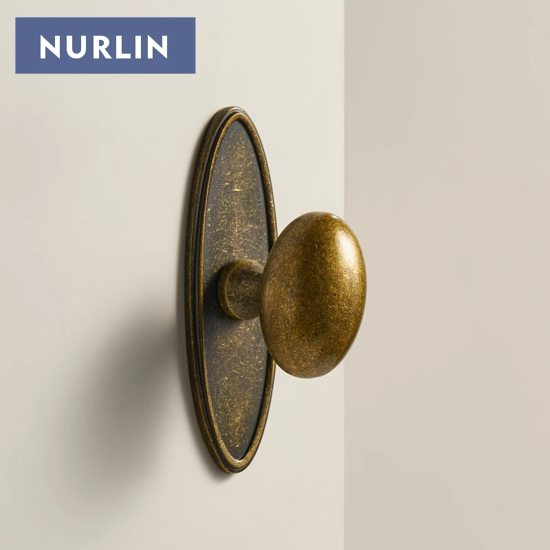 Nurlin Ice Flower Antique Brass Solid Brass With Vintage Treatment Egg Decorative Bottom Board Cabinet Furniture Doors Knobs