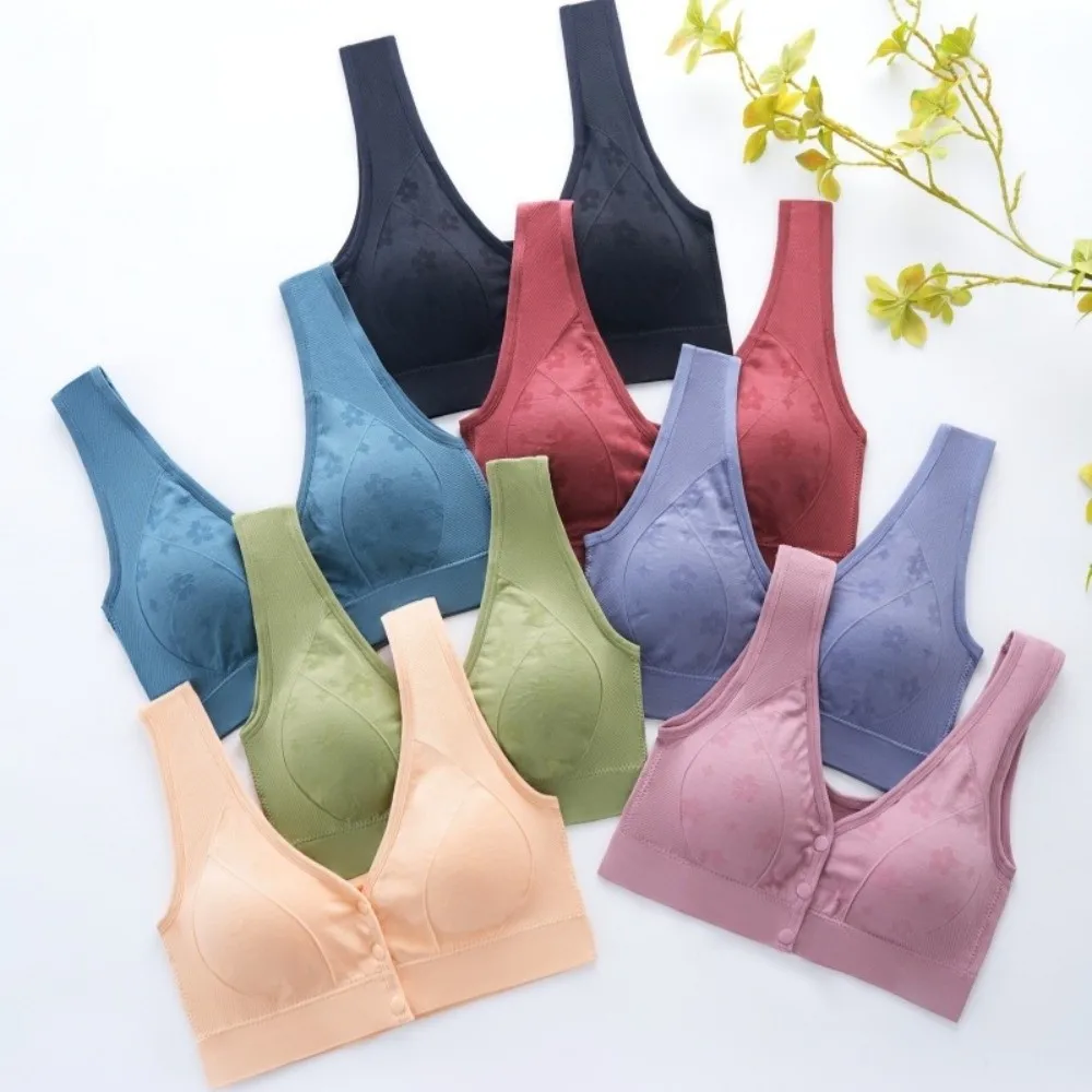 

Simple Shock Absorption Front Closure Bra Lingerie Soft Wire Free Bra Breathable Comfortable Nursing Bra Lady