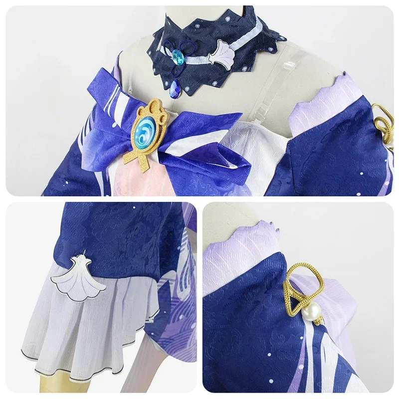 Spiel Genshin Impact Sango nomiya Kokomi Cosplay Kostüm Kleid Perücke Outfit Kokomi Genshin Cosplay Kostüme Halloween Kostüme Frauen