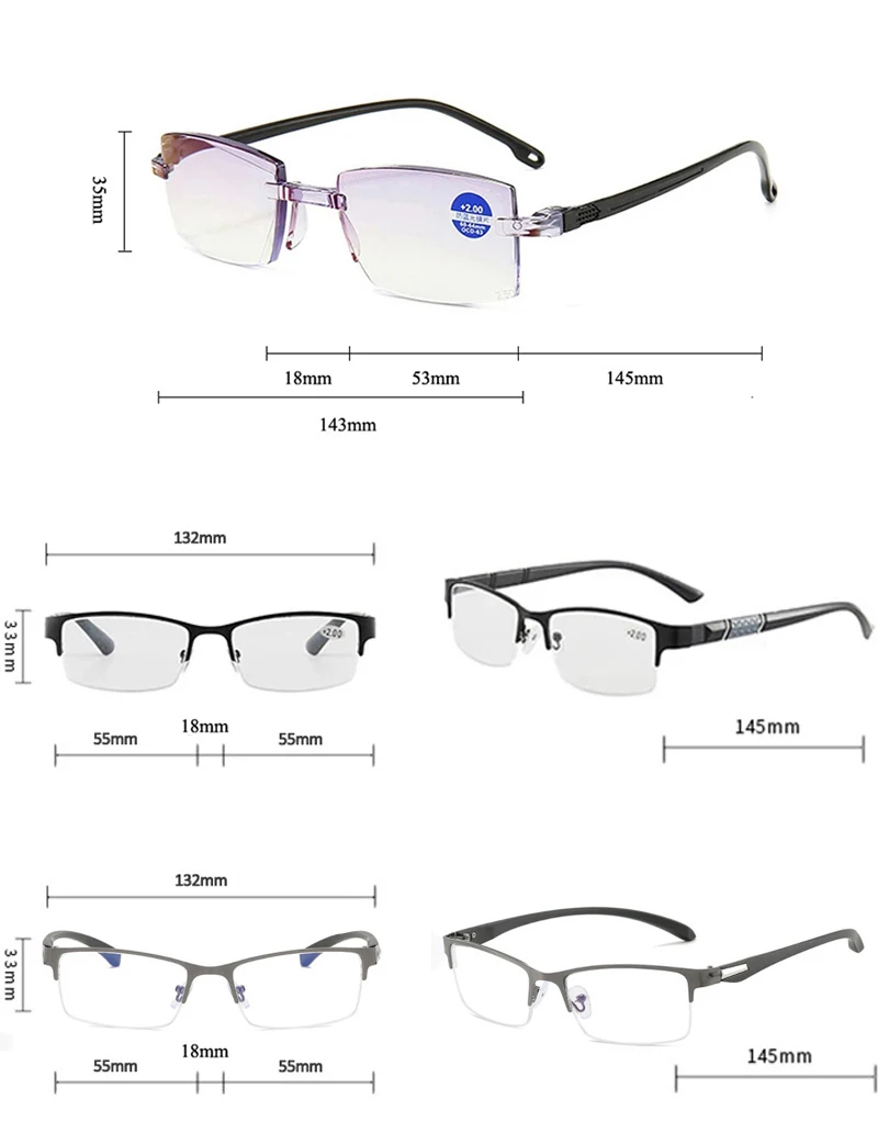 IENJOY Half-frame Reading Glasses Gafas de lectura para hombres High Quality Business Glasses Presbyopic Eyeglasses 1.0 2.0 3.0