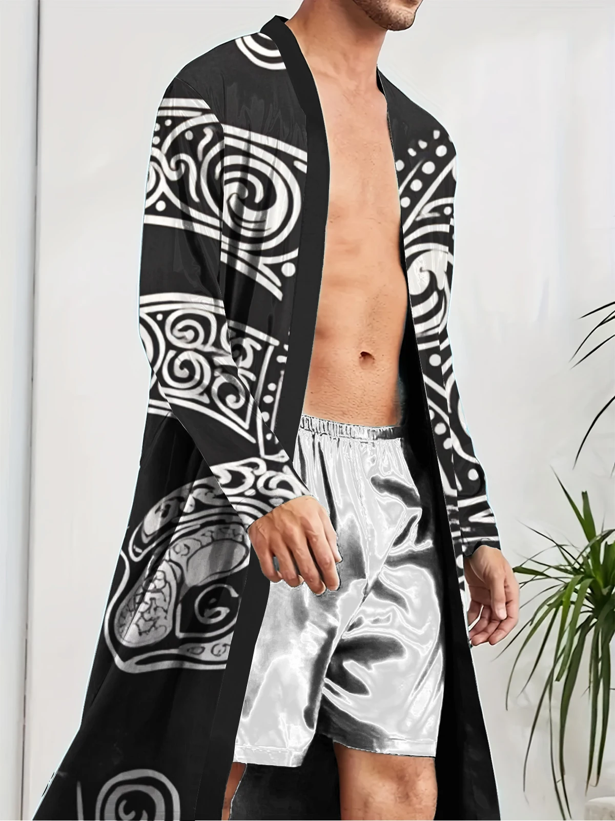 1pcs Men's Robes 2026 Spring/Summer Bathrobe man dressing gown Shower robe Breathable 3D Printed Graphic Sleepwear bath robe