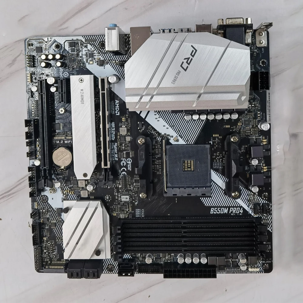 Original Desktop Motherboard For B550M PRO4 AMD AM4 DDR4 128G SATA3 M.2*2 PCI-E4.0 USB3.2 Micro ATX Fully Tested