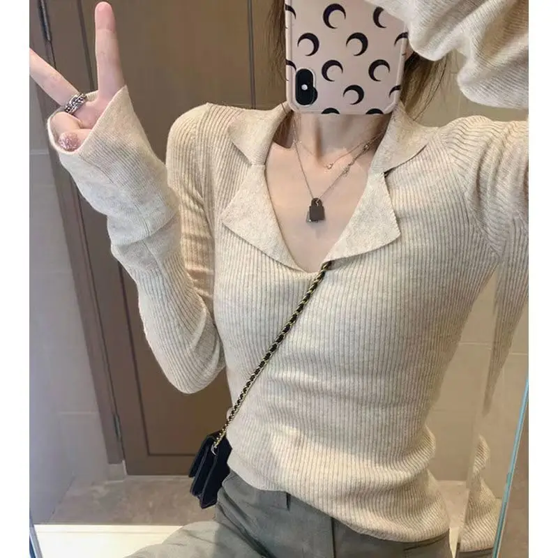 

Deeptown Vintage Knit Sweater Women Korean Fashion Autumn Harajuku Long Sleeve V Neck Jumper Aesthetic Casual Pullover Gyaru