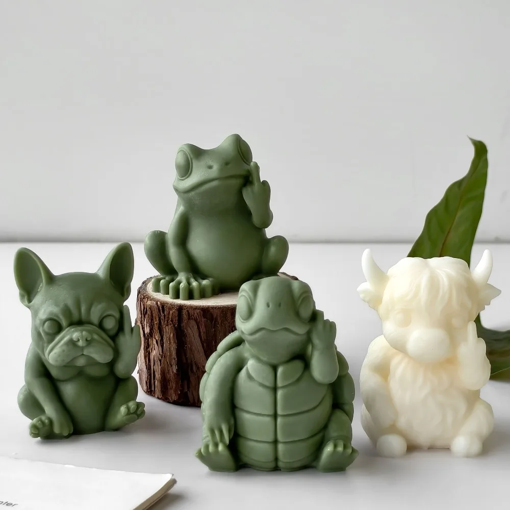 

Animals Candle Molds DIY Impolite Frog Yak Dog Turtle Ornaments Plaster Silicone Mold Scented Candle Soap Resin Mould Tools