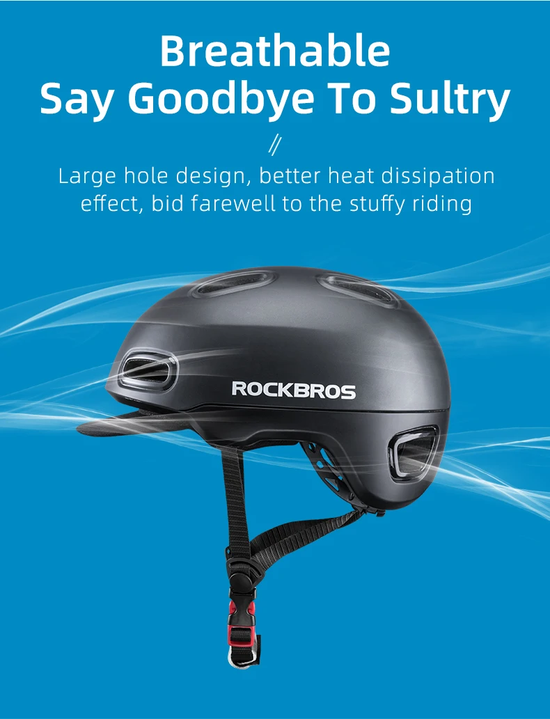ROCKBROS Fahrradhelm mit Schirm für Casual-Radfahren, EPS Urban Commuter & Mountainbike-Helme für Männer und Frauen – Detail 11