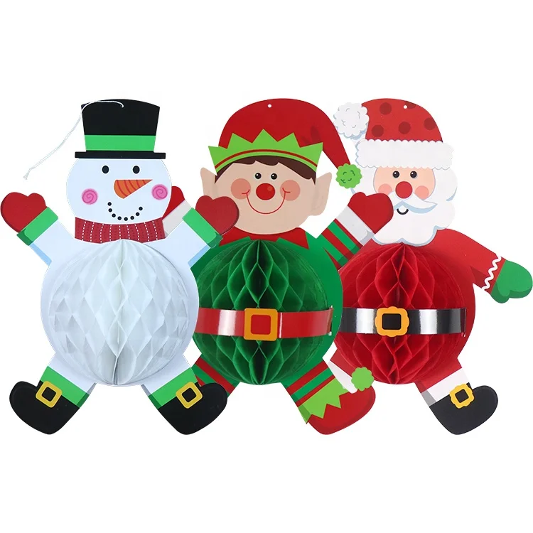 

Santa Snowman Elf Pendant honeycomb paper ball Christmas Halloween party pendant decoration on bazaar bar show windows