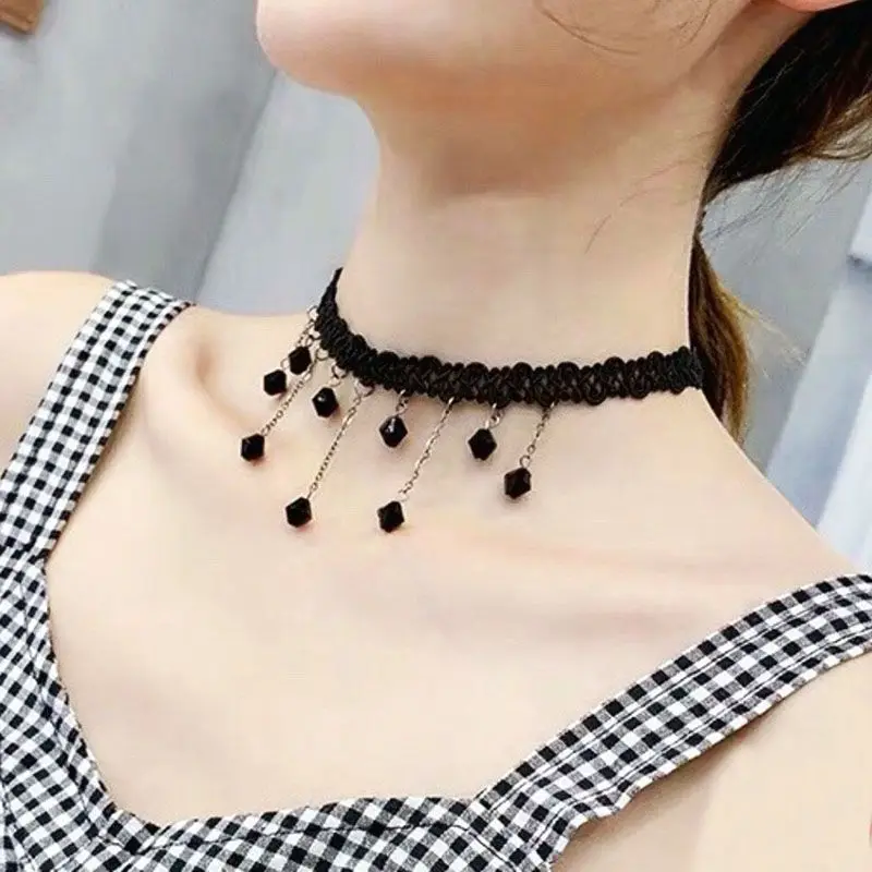 Pendant White Lace Collar Necklace For Women And Girls Dark Loli Style Halloween Jewelry Gothic Victorian Black Lace Necklace