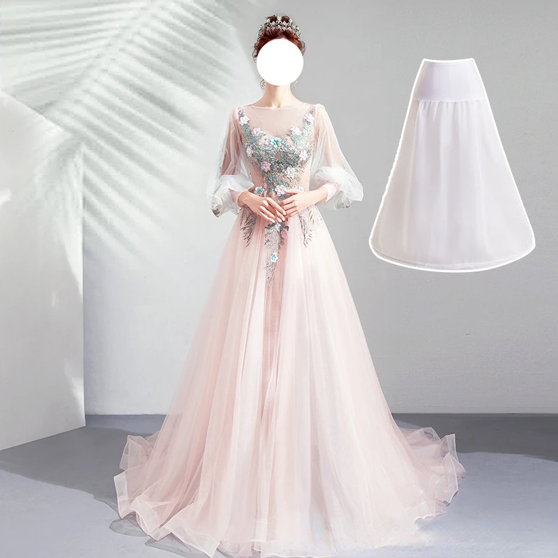 Nupcial cinto crinoline elástico a-line deslizamento vestido acessórios de casamento andar-comprimento círculo