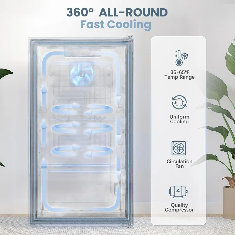 Beverage Refrigerator Cooler-Mini Fridge Freestanding Cooler with Glass Door, Adjustable Shelves & Digital Temperature Display