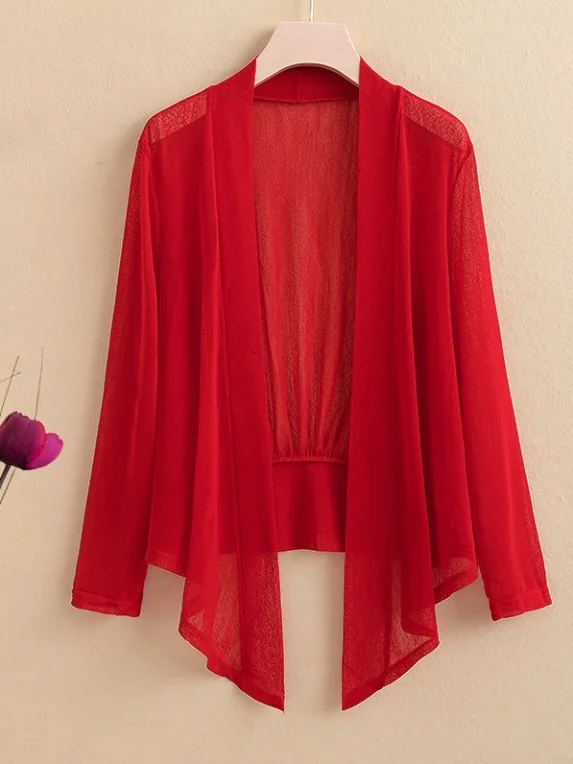 Poinçon tricoté en soie glacée pour début d'automne, jupe fine, Cardigan ouvert, vêtements d'extérieur pour femmes, masque de Protection solaire pour l'été