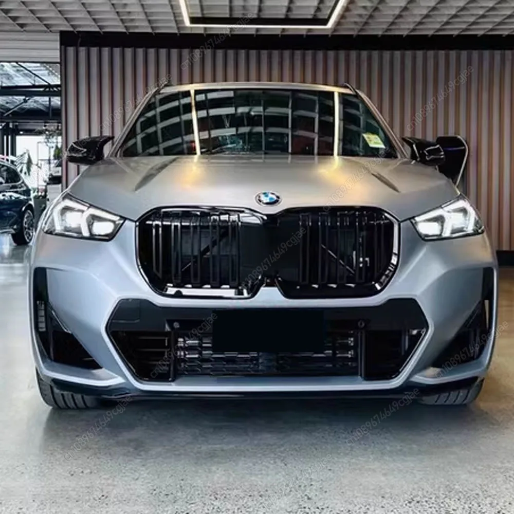ل BMW X1 U11 iX1 M-Sport 2022-2024 الجبهة مصبغة سباق شواء أسود مزدوج شريحة نمط سيارة العلوي الوفير هود شبكة طقم الجسم