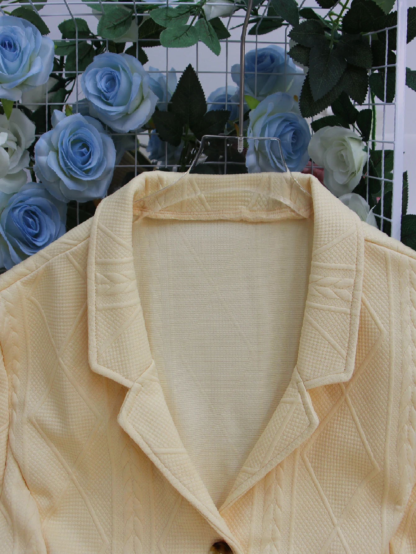 플러스 사이즈 여성 가을 겨울 캐주얼 기하학적 질감 원단 긴팔 버튼 수트 우아한 재킷 데일리룩/출퇴근룩