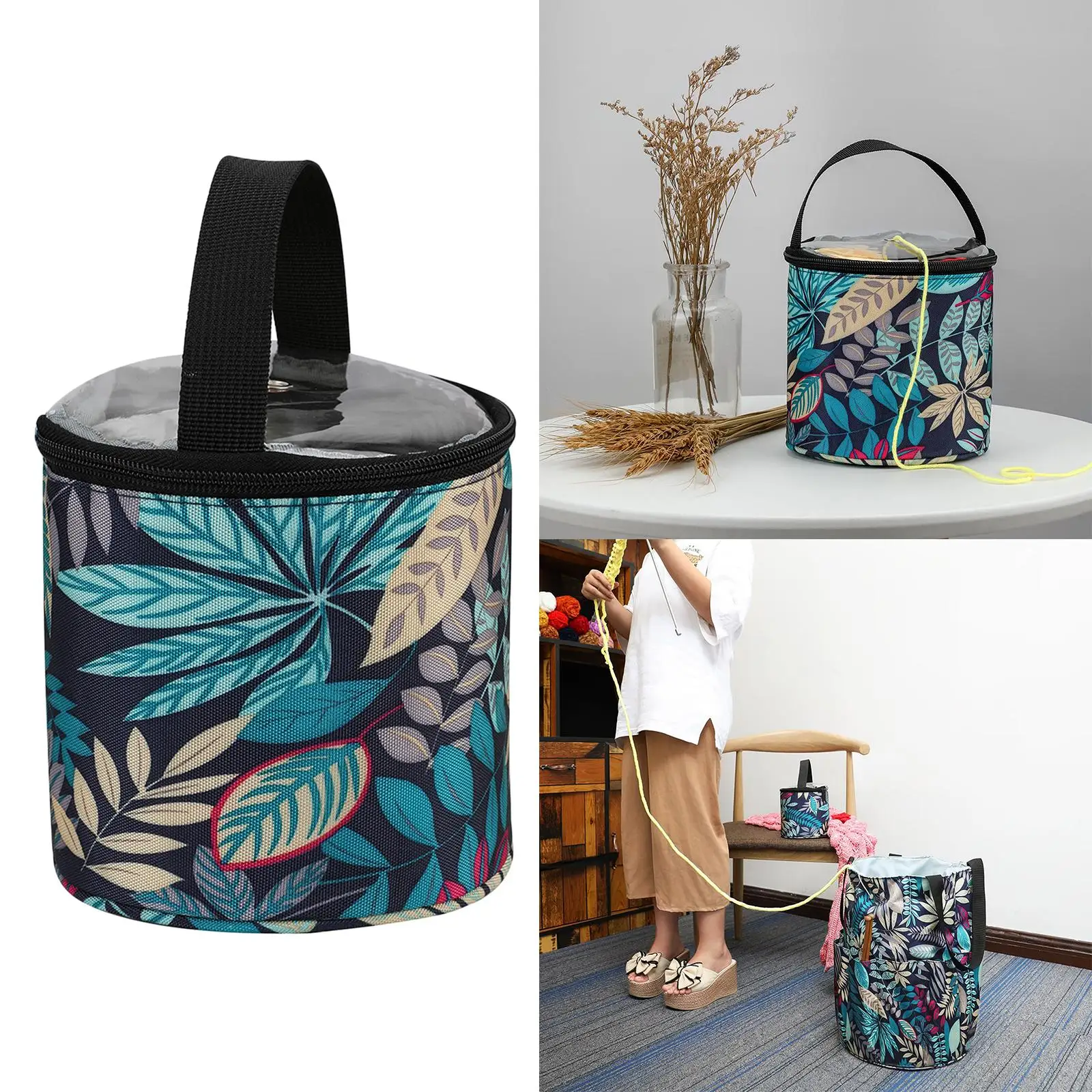 تخزين الغزل لحمل حقيبة الحياكة المحمولة للشقوق وخطافات الكروشيه