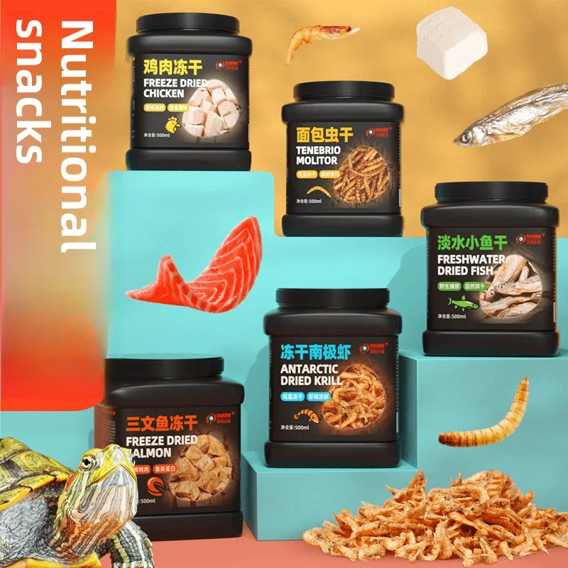 

DEERA Freeze Dried Shrimp for Turtles - Natural High Protein Treat with Fish, for Red Eared Sliders, Aquatic & Box Turtles