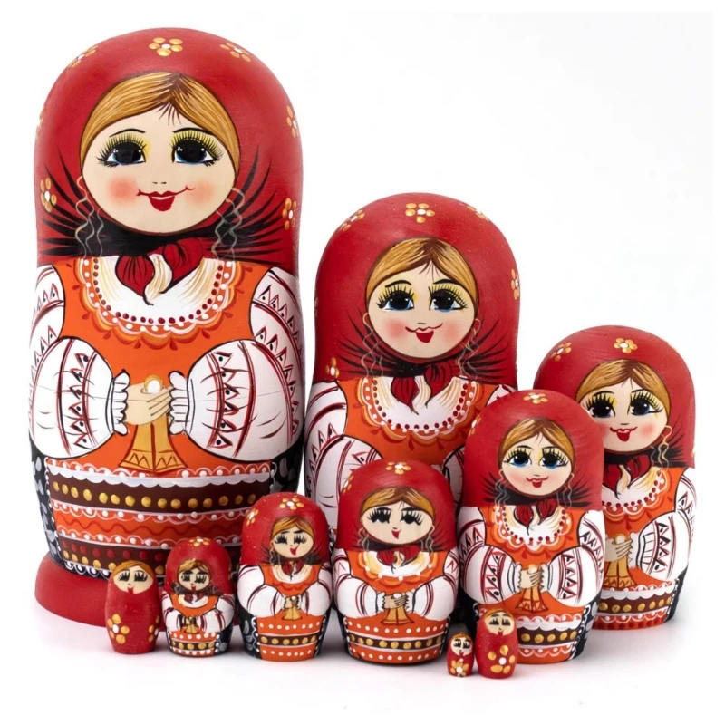 Princess Russian Nesting Dolls with 10 Layers Hand Crafted for Toddlers Stacking Play Skill Building 15UB