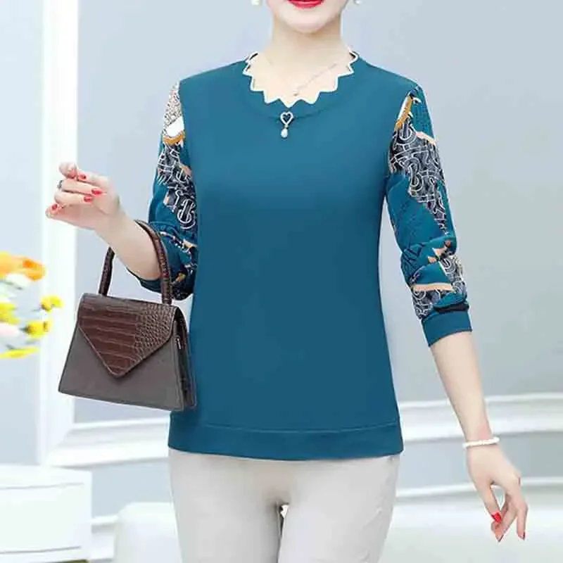 

Vintage Fashion Women Long Sleeve T-shirt Spring Autumn New Elegant Vintage Female Clothing Loose Korean Bottoming Casual Tops