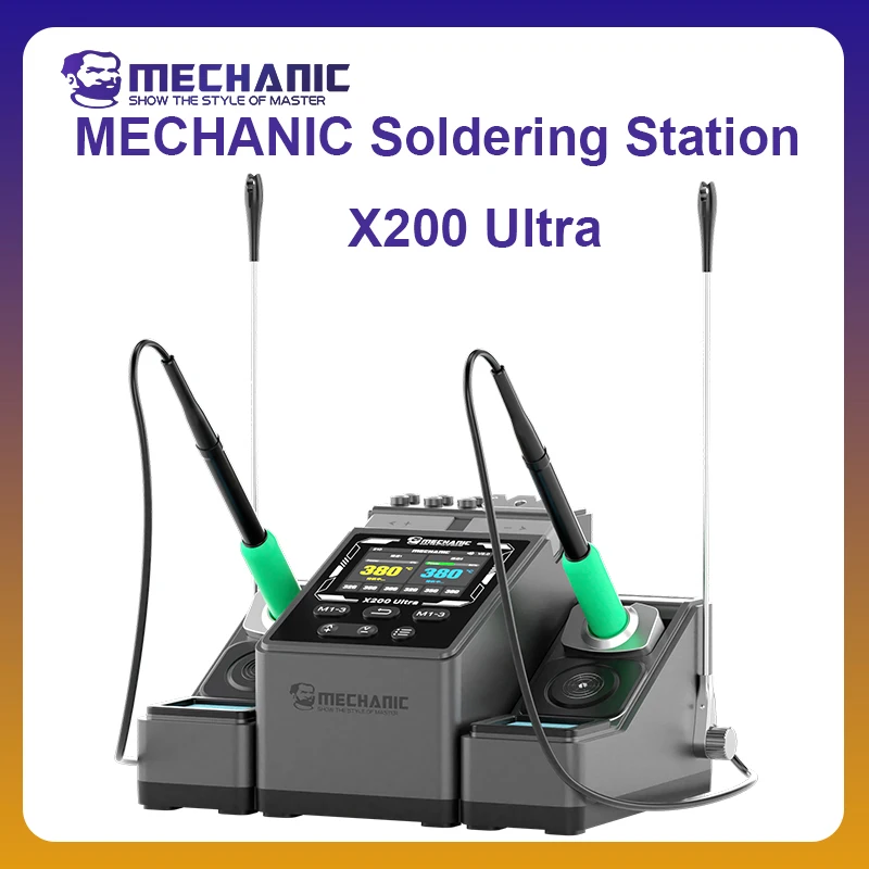 MECHANIC OFFICIAL X200 Ultra Dual Station Soldering Station 210 Handle 2S Quick Heat Instant On Built in Transformer Repair Tool
