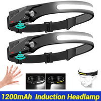 1-5Pack Powerful LED Induction Headlamp XPE+COB Flashlight USB Rechargeable Camping Fishing Search Light Waterproof Headlight