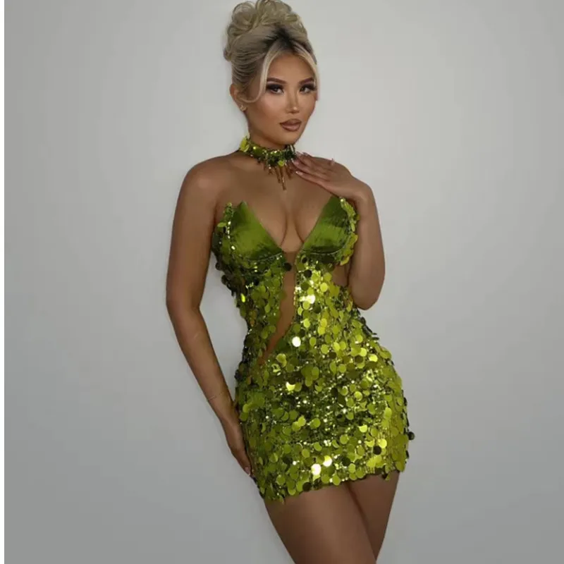 Robe de soirée sexy en dentelle transparente à manches courtes avec pompons personnalisés, robe de performance sur scène, maille, haute élasticité, perle, serré, nouveau