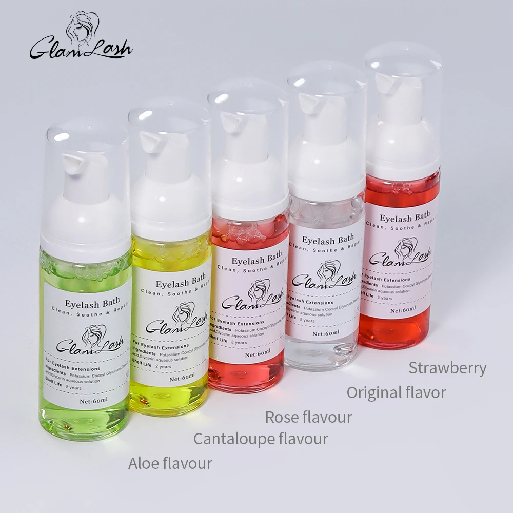 GLAMLASH 60ml  Eyelash Extension Shampoo Foam Eyelid Deep Clean Cleanser For Makeup Tools Mascara Remover Glue Salon Home Use