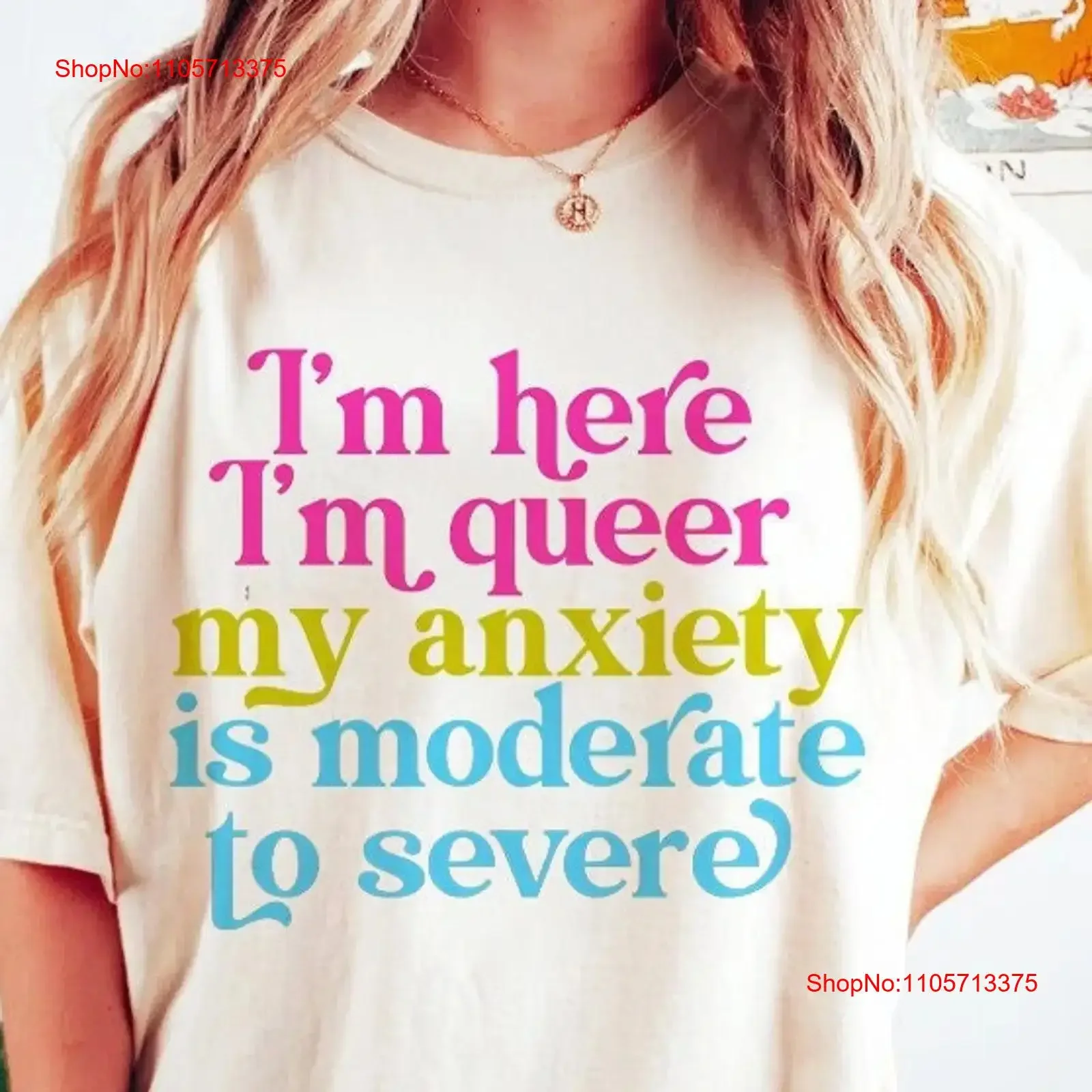 I'm here im queer my anxiety is moderate to severe pansexual shirt top flag pride pan vintage Washed graphic Soft Stylish