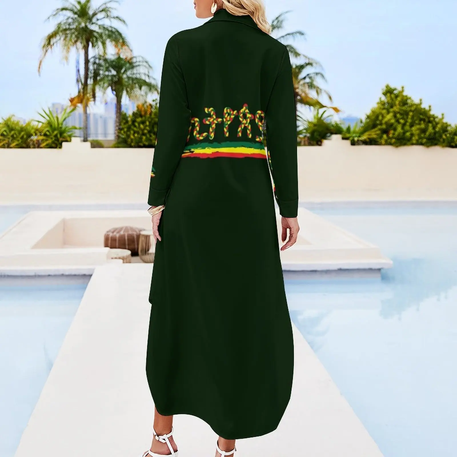 Ethiopian, Amharic ?????? Long Sleeved Shirt Dress sexy dress african dresses for woman bandage dress