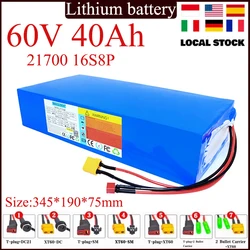 New 60V 40Ah 21700 16S8P Lithium Battery pack built-in BMS for 67.2V 3000W spare Outdoor portable power supply battery