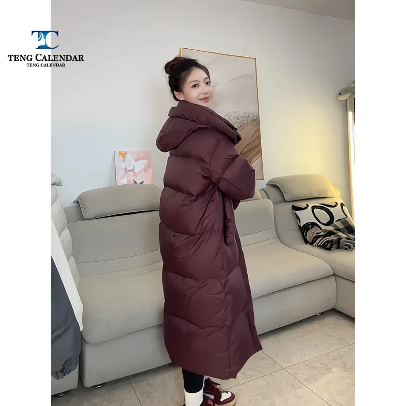 Korean High-end Long Down Cotton Jacket, Thick and Loose Versatile Big Blanket Jacket, Women's Winter 2025 New Style