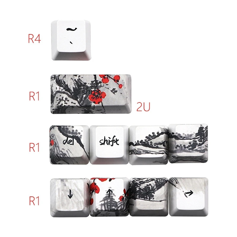 Allover Dye Subbed Plum Blossom Perfil Keycap, 71 Chaves, Fit para GH60, RK61, ALT61, Anne Pro2, GK61, GK64, Dz60, JP, Novidade