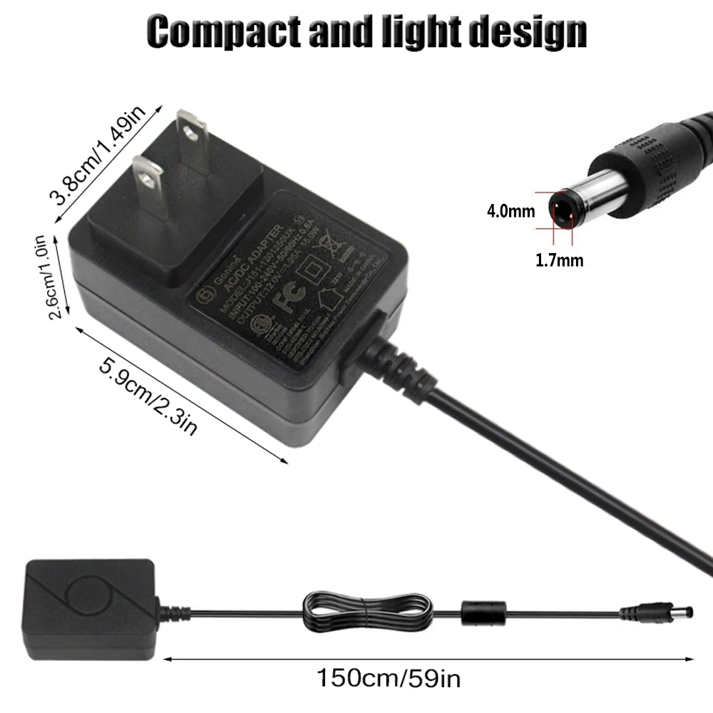 15W AC Power Adapter Cord AC to DC 12V 1.25A 500mA Power Supply Adapter, Plug 4.0mm x 1.7mm for Echo Dot 4th Generation 2020 etc