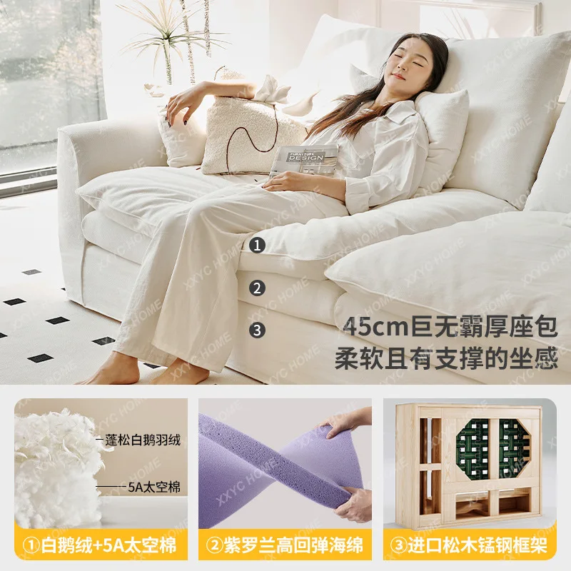 LFrench cream style living room small apartment modern simple  wind removable and washable linen sofa sectional sofa