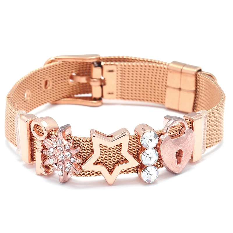 10 مللي متر الحب مفتاح القفل الخرز شبكة من الاستانلس استيل أساور Charm بها بنفسك سحر حارس أساور الإسورة للنساء صديقة الرجال المجوهرات