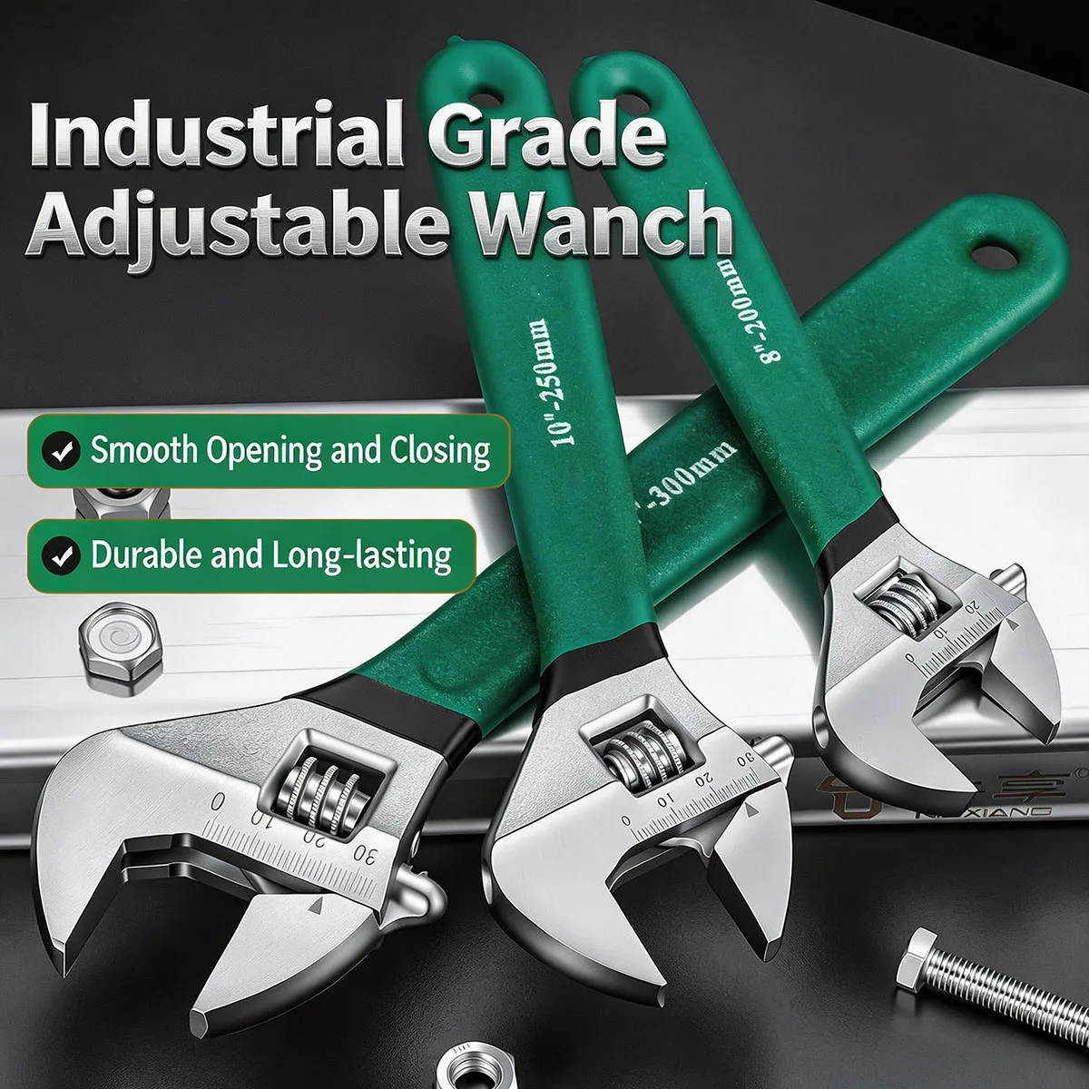 

Industrial Heavy Duty Adjustable Wrench Large Opening Anti-Slip Ergonomic Spanner for Motorcycle Mechanical Repair